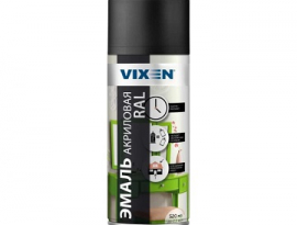 ЭМАЛЬ-АЭРОЗОЛЬ АКРИЛОВАЯ 520мл ЧЕРНЫЙ ЯНТАРЬ МАТОВЫЙ (RAL 9005) VIXEN