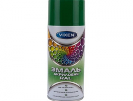 ЭМАЛЬ-АЭРОЗОЛЬ АКРИЛОВАЯ 520мл ЛИСТВЕННО-ЗЕЛЕНЫЙ (RAL 6002) VIXEN