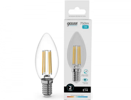 ЛАМПА СВЕТОДИОДНАЯ 12W Е14 свеча 4100К 98х35 нитевидная  Gauss Elementary Filament