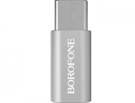 АДАПТЕР Borofone BV4, MicroUSB - Type-C, серебристый