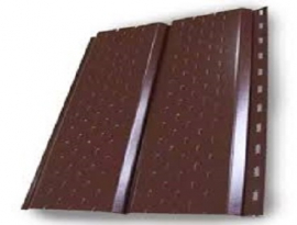 САЙДИНГ металлический "Софит"с узкой панелью, с перфорацией RAL 8017 (шоколад) 3м