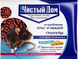 СРЕДСТВО от крыс и мышей Чистый Дом гранулы с запахом сыра, ореха 125г