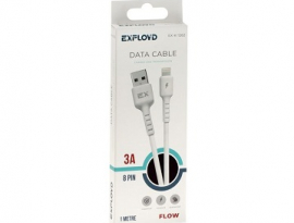 КАБЕЛЬ Exployd EX-K-1262, Lightning-USB, 3 А, 1 м, зарядка/передача данных, силикон, белый