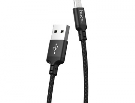 КАБЕЛЬ Hoco X14, Micro USB - USB, 2 А, 2 м, быстрая зарядка, оплётка нейлон, чёрный