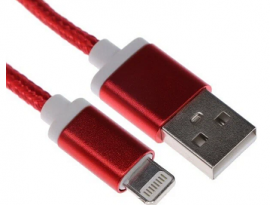 КАБЕЛЬ OXION DCC025, Lightning - USB, зарядка + передача данных, 1.5 м, скрутка, красный