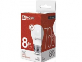 ЛАМПА СВЕТОДИОДНАЯ "inHome" 8W Е27 4000К шарик 83х45