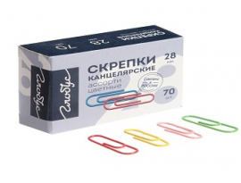 Скрепки канцелярские 28 мм цветные 70шт. GLOBUS